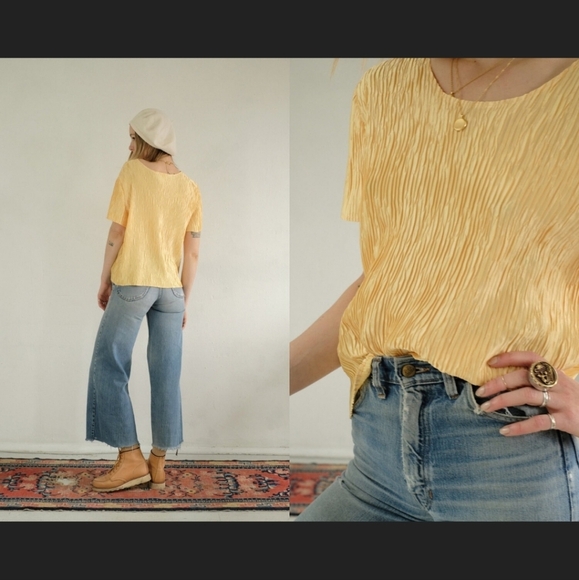 Vintage Satin Crinkle T-Shirt Top ☀️ - Picture 4 of 5